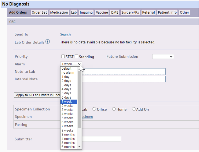 Example of athenaOne alarm customization.