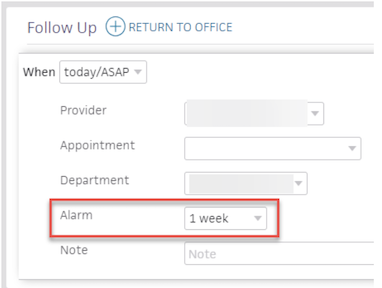 Example of athenaOne Appointment Tickler Alarm.