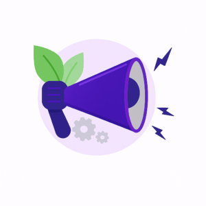 A purple megaphone making noise